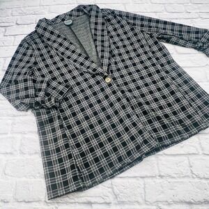 Arula Womens Plaid Blazer Black White Office Career Size C USA Business Casual